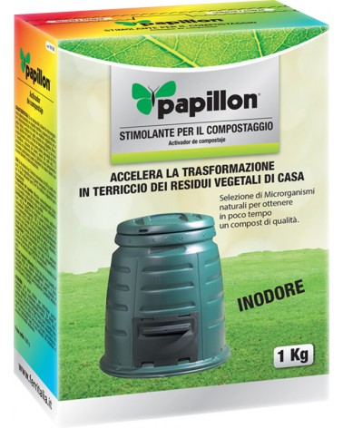 Stimolante PAPILLON per compostaggio KG1 di residui organici - accelera e ottimizza il processo di decomposizione, assorbe i cat