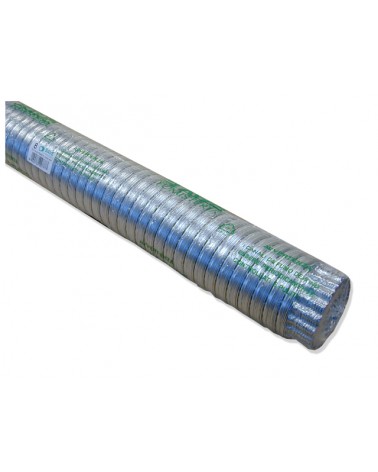 Tubo alluminio pieghevole DIAMETRO MM100 colore alluminio. Temperatura massima 300°C. Allungabile a 3 mt.