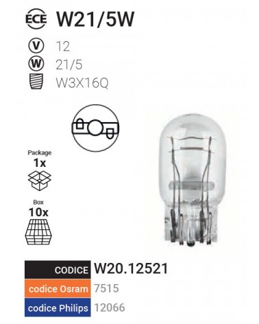 LAMP. VETRO W21/5W 12V 10P