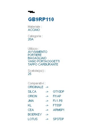 CHIAVE GB9RP110 | GT10DP  