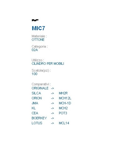 CHIAVE MIC7 | MH2R        