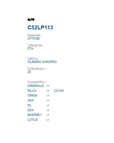 CHIAVE C52LP113 | CS144   