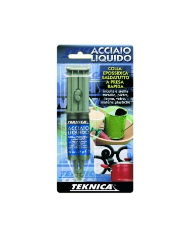 ACCIAIO LIQUIDO ML25 COLLA EPOSSIDICA BICOMPONENTE SALDATUTTO.