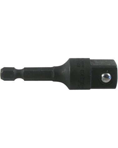 Adattatore per bussole - impronta quadro 1/2 con sfera di tenuta - lunghezza 60 mm - esagono 1/4 - adatto per avvitatori ad impu