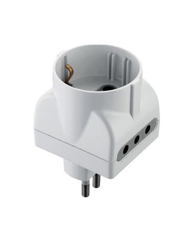 ADATTATORE TRIPLO 10A 2 PRESE 10A E SCHUKO BIANCO FIG.15