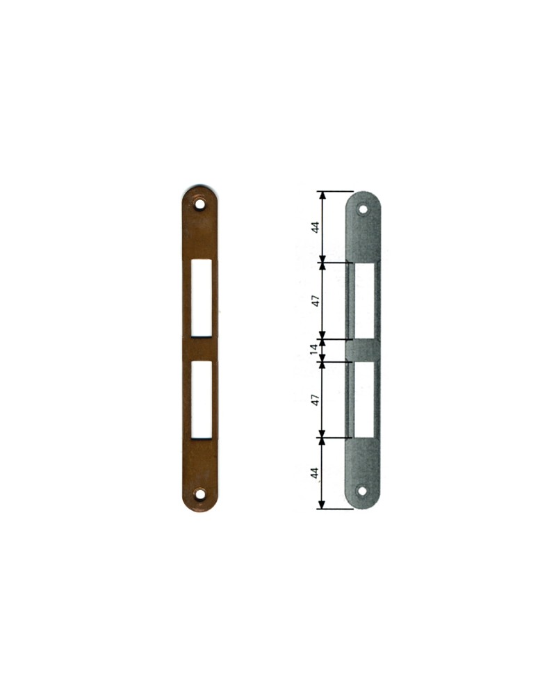 AGB Incontro B01000.01 per serratura da infilare L mm.22x H mm.196 bordo tondo, in acciaio. CROMATA