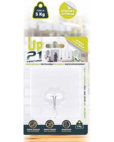 APPENDINO MAGICO TRASPARENTE MAX 5KG RIPOSIZIONABILE COLLA 21. Senza adesivo, Senza forare, resistente 5kg.