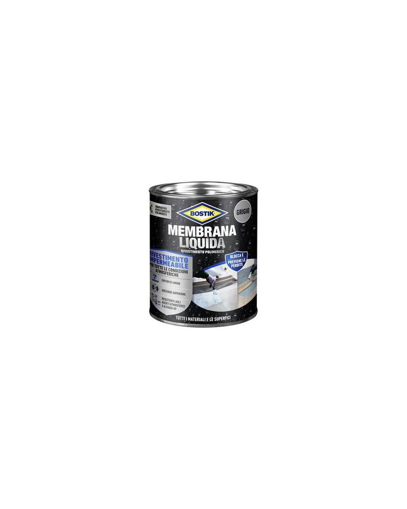 BOSTIK MEMBRANA LIQUIDA RIVESTIMENTO POLIMERICO IMPERMEABILE 1 KG GRIGIO
