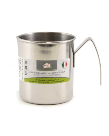 BRICCO VIVI CM 10. Bricco cilindrico bollilatte Vivi in acciaio inox 18/10. Lavabile in lavastoviglie.