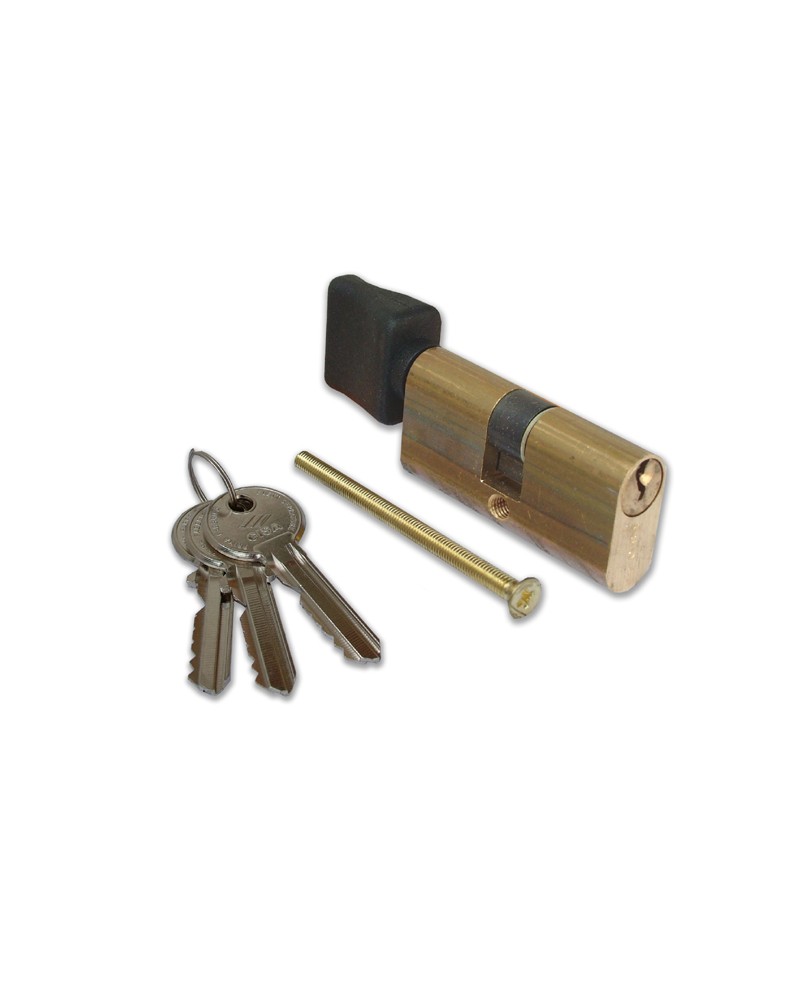 Cisa 08230.02.0 Cilindro Ovale, con pomolo in alluminio, corpo in ottone, fornito con 3 chiavi. Dimensioni: 56: 28/28. Finitura 