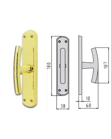 Cremonese in ottone cromato satinato serie Milena EZ 744406003. Dimensione 180X38 mm.