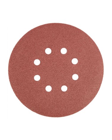 DISCHI ABRASIVI 150 MM, K150, 5 PZ, CON 8 FORIMARCA: GRAFITEDischi abrasivi GRAPHITE (rif. 55H949) grana K150 diametro 150 mm pe