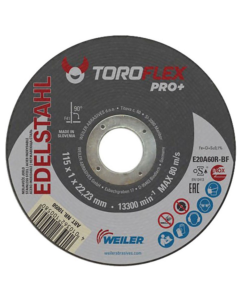 DISCO DA TAGLIO CENTRO PIANO F41 P/ER INOX MM125X1X22