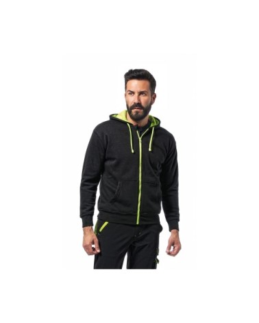 FELPA POLYCOTONE ZIP LUNGA TAGLIA XL NERA/GIALLA LOGICA ART. FIJI/4