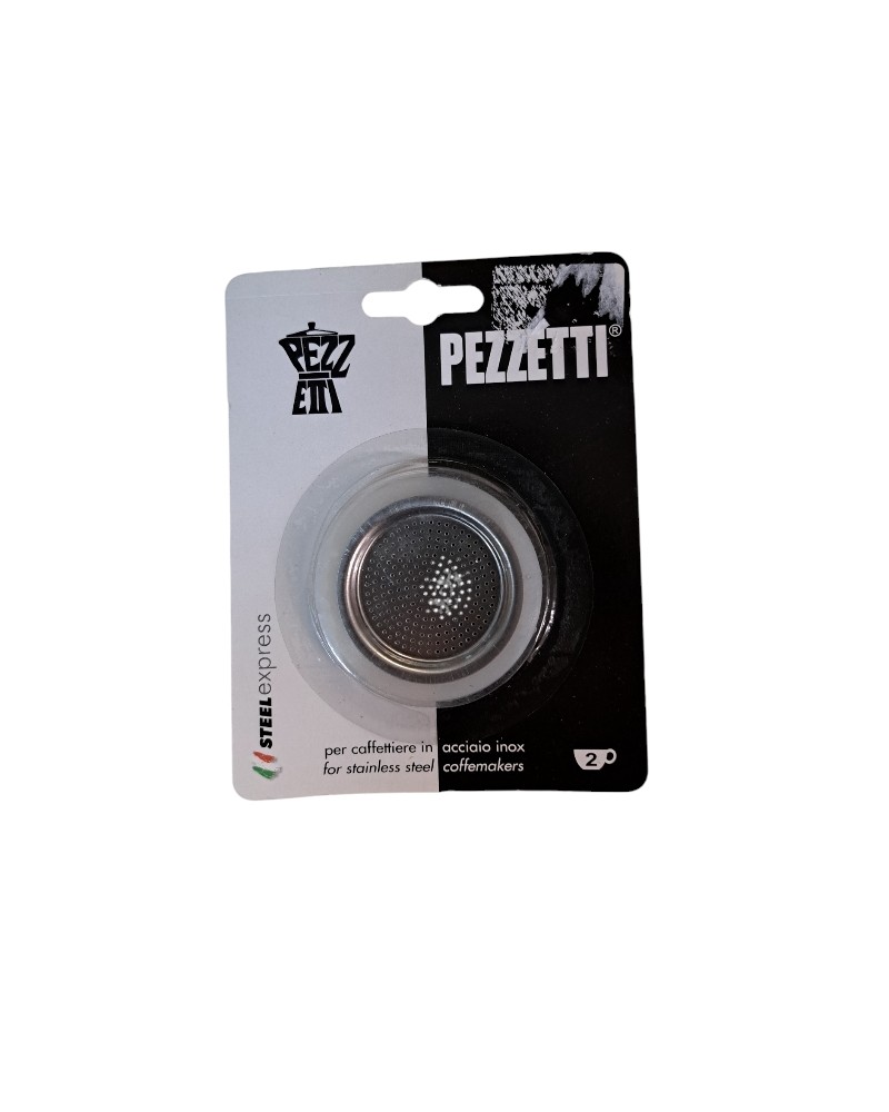 FILTRI MOKA 2 TAZZE PEZZETTI 2 GUARNIZIONI + 1 FILTRO