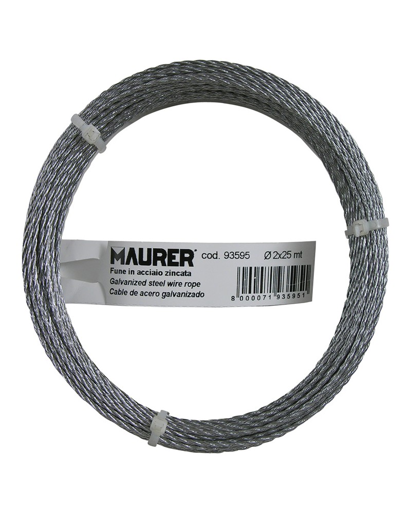 FUNE COMMERCIALE 54 FILI ACCIAIO ZINCATO 4MM 10MT