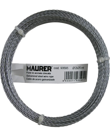 FUNE COMMERCIALE 54 FILI ACCIAIO ZINCATO 4MM 10MT