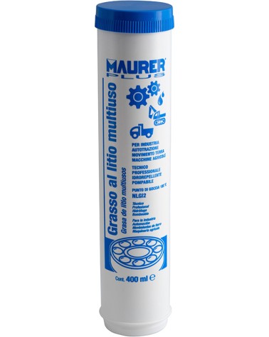 Grasso al litio multiuso 650GRAMMI MAURER PLUS in cartuccia - eccellente stabilità  meccanica, ottima resistenza all'ossidazione