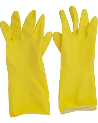 Guanto in lattice MAURER TAGLIA L per utilizzo domestico con interno felpato - colore giallo - lunghezza 30 cm  spessore 0,30 mm