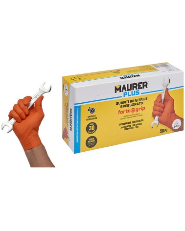 Guanto in nitrile TAGLIA L  MAURER PLUS mod. FORTE GRIP 8 50 PEZZI