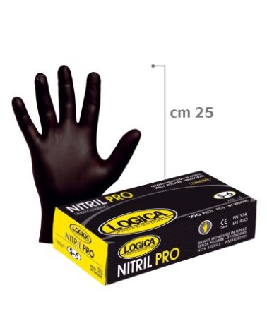 GUANTO NITRILE NERO 7 GRAMMI CONFEZIONE 100PZ NITRIL PRO LOGICA