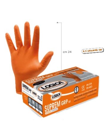 GUANTO NITRILE SUPREM GRIP L cm 24, senza polvere, 50 PEZZI LOGICA