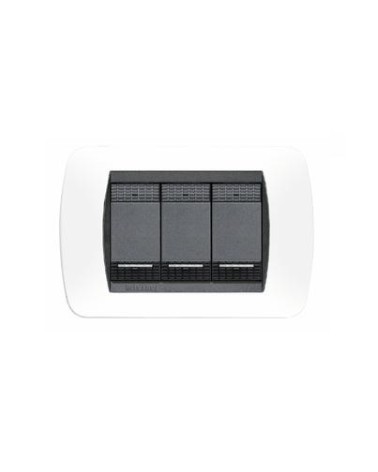 LIVING INT. - PLACCA 3P PLASTICA BIANCO S- BTIL4803PB placca 3 moduli - colore bianco (con cornice interna nera) - materiale tec