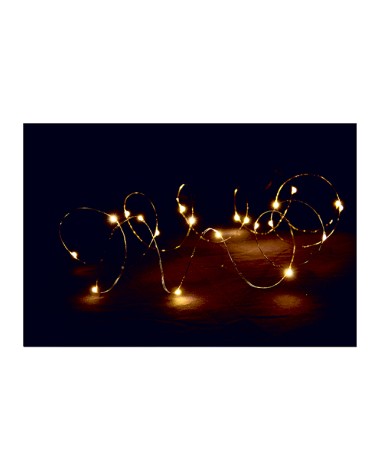 LUCI LED A BATTERIA 2 METRI Gocce da 20 led BIANCO CALDO. Su filo di rame.