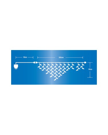 LUCI NATALE LED A CASCATA 150 LED + FLASH IP44 PROLUNGABILE COLORE BIANCO FREDDO.  Lunghezza 300 + 150 cm