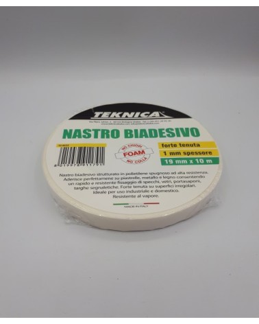 NASTRO BIADESIVO BIANCO 19MMX10MT 1MM DI SPESSORE ART. TK13-0322