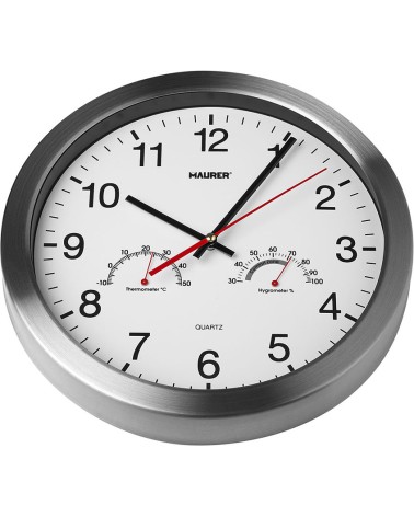 OROLOGIO DA PARETE IN ACCIAIO CM.30 CON IGROMETRO