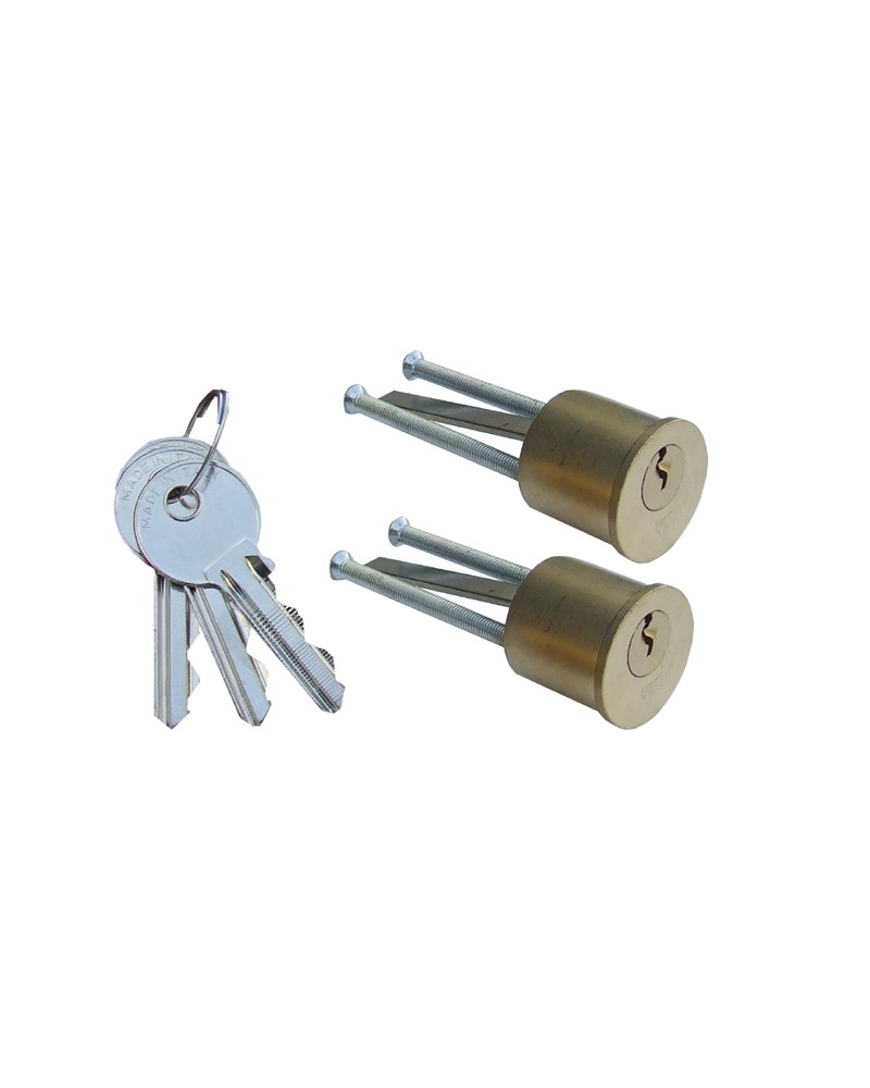 PC MP47 Coppia Cilindri Fissi di ricambio. Dimensioni testa ø 31 mm., corpo ø 28 mm.. Fornito con 3 chiavi.