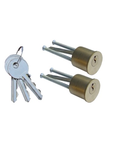 PC MP47 Coppia Cilindri Fissi di ricambio. Dimensioni testa ø 31 mm., corpo ø 28 mm.. Fornito con 3 chiavi.