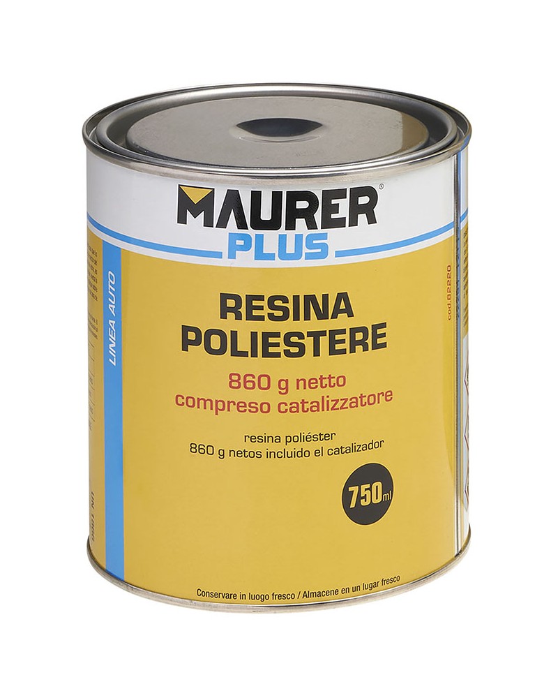 Resina poliestere liquida MAURER PLUS da 750 ml, catalizzatore incluso.