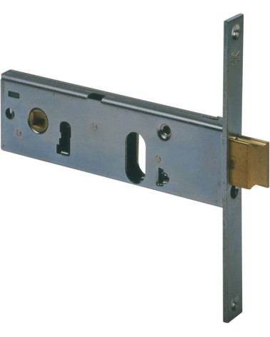 Serratura da infilare per fasce mm70, per cilindro ovale Cisa 44150-70-0 reversibile, scrocco con mandata incorporata, quadro ma