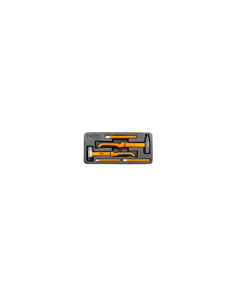 SET DI MARTELLI E PUNZONI, set di 5 NEO ART. 84-242. Comprende 3 punzoni DA 10,13,16MM e 1 martello da 300grammi e una mazzetta 