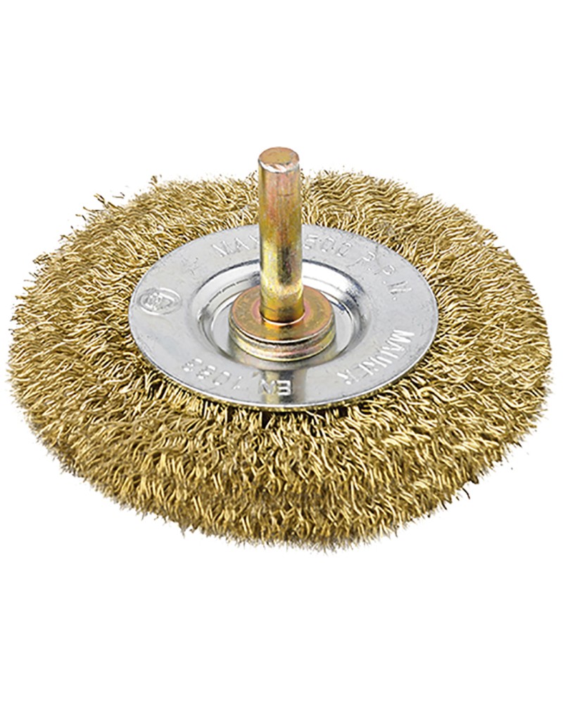 Spazzola con gambo 100X10MM diam. 6 mm - tipo a disco - filo in acciaio ondulato spessore 0,3 mm