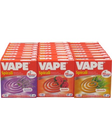 Spirali zanzarifughe VAPE - tengono lontano zanzare, pappataci e insetti volanti da terrazze, giardini, campeggi - 3 fragranze: 