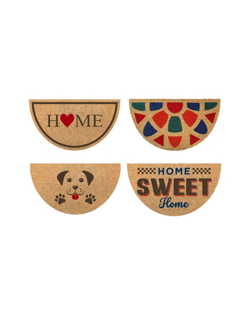 ZERBINO GULLIVER MEZZALUNAZerbino in cocco fondo vinile. cm 40x70 Fibra 100% cocco naturale. Stampa con colori acrilici. Ottima 