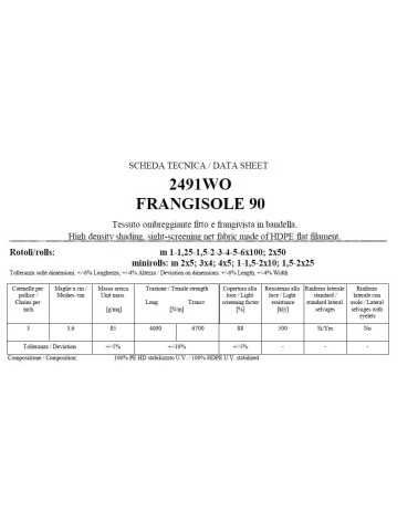 RETEOMBRA ARRIGONI  H1x100