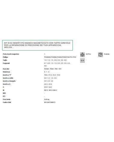 SET 62 INSERTI PRECISIONE 