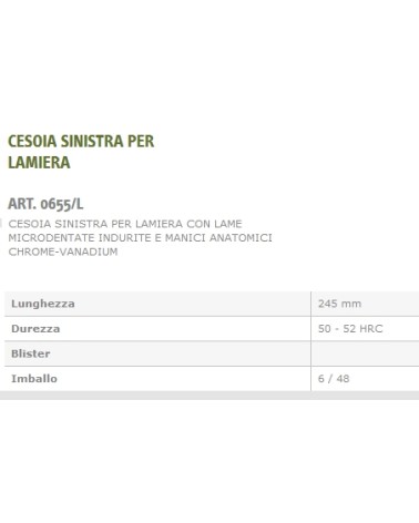 CESOIA SX PER LAMIERA 245 
