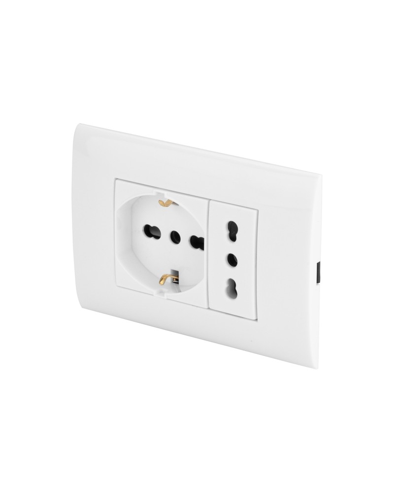 PLACCA C/PRESA 10/16A+SCHU