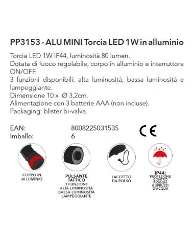 TORCIA LED ALLUM 10cm 80LM