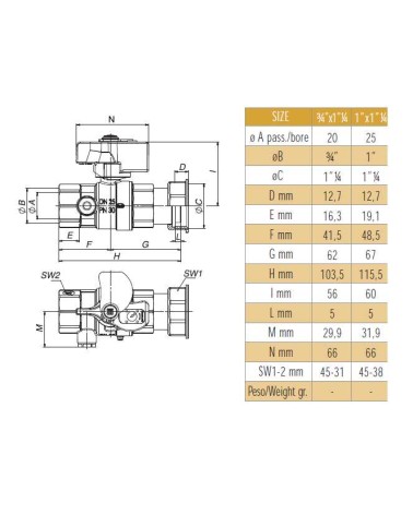VALV GAS C/CH 1X1.1/4 TOP 