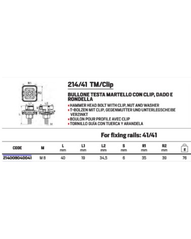 BULL.T/MAR M8X40 CLIP 41  