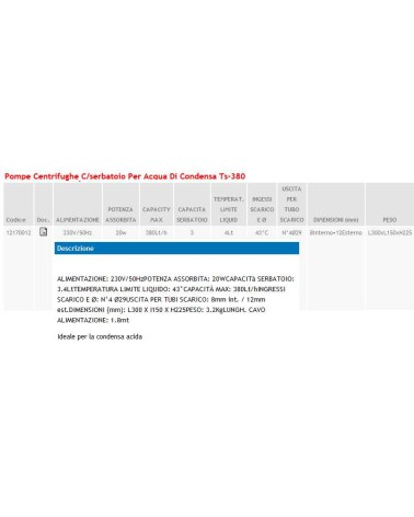 POMPA CONDENSA TS 380  6MT