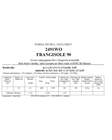 RETEOMBRA ARRIGONI  H2x50M