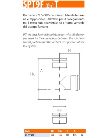TEE FF C/TAP COND diametro 80 DEMA