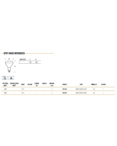 LAMPAD INFRAROSSI 150W E27